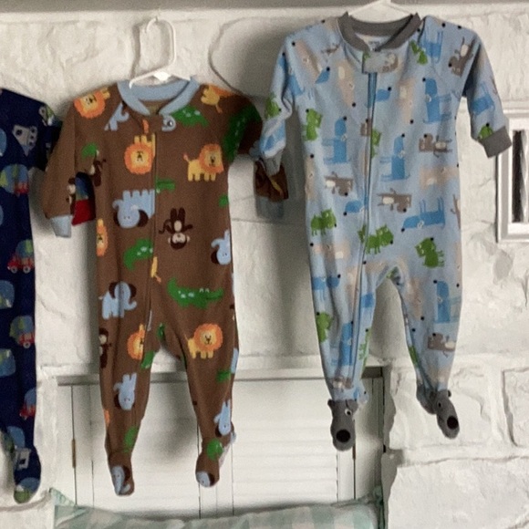 Carters 12 month fleece pajamas zip front safety material on feet cute details - Picture 2 of 12